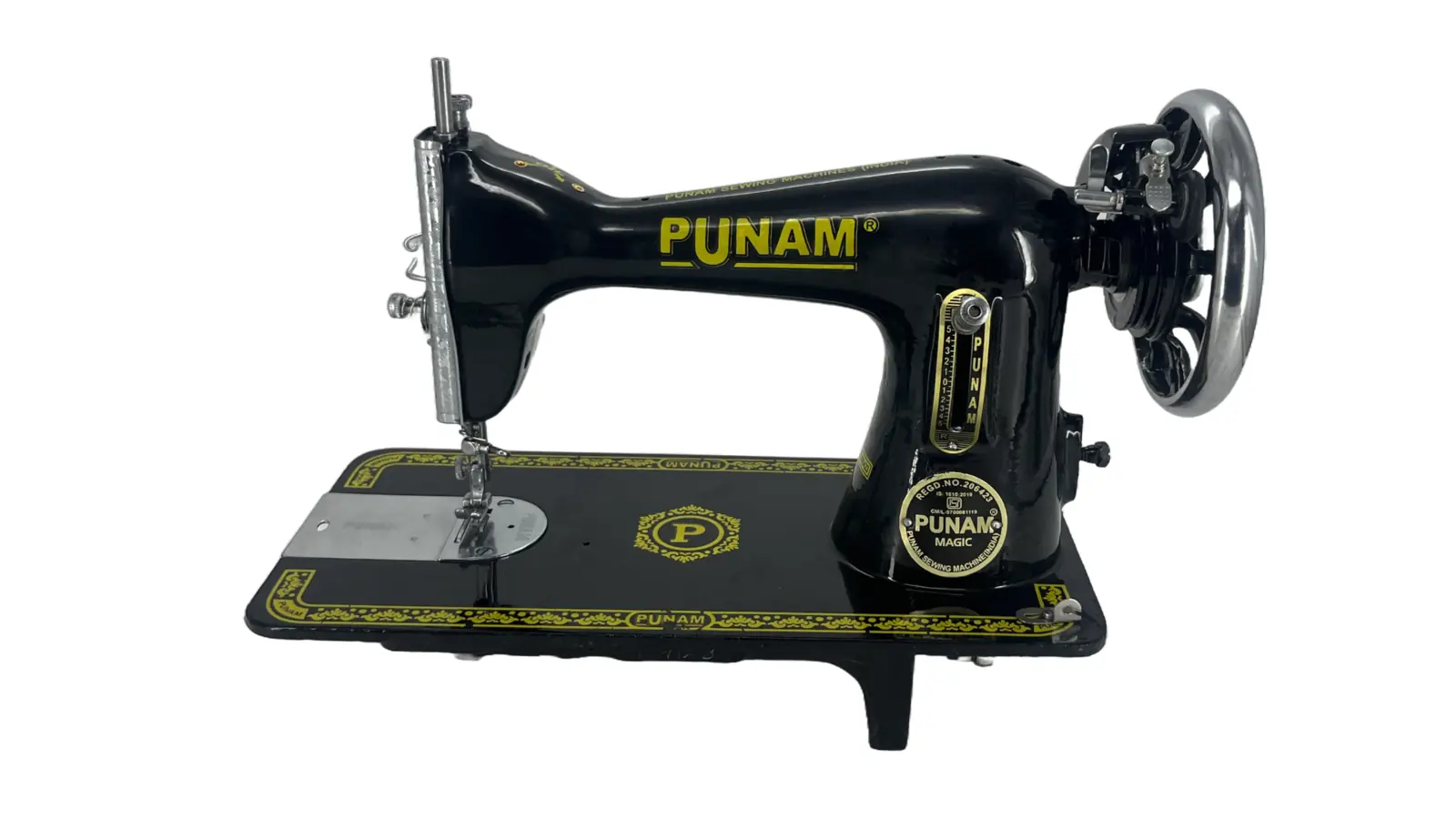 Punam Magic Round SV | Black | Traditional Straight-Stitch Sewing Machine | Punam India
